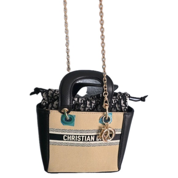 Dior Handbags - Christian Dior Beaute Black and Cream Crossbody Handle Bag